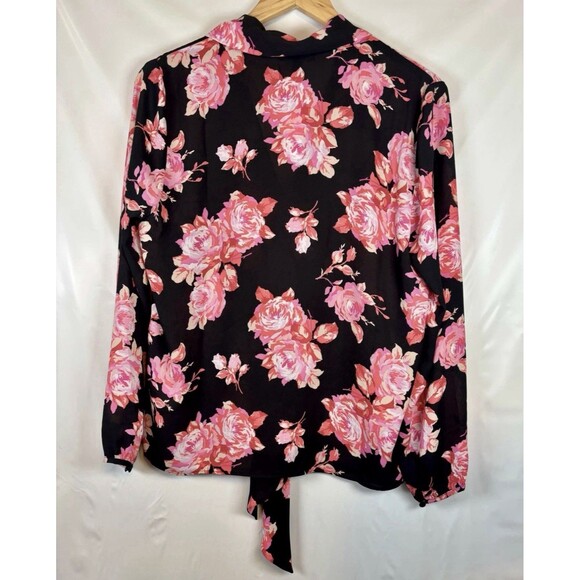 J Crew Black Pink Tie Front Long Sleeve Blouse Top Women’s Size Small New - Picture 9 of 9